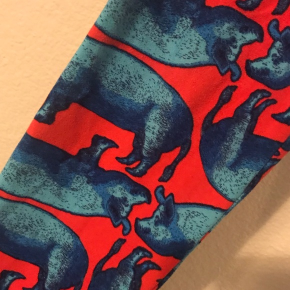 Lularoe red and blue pig hog leggings. Unicorn. - Picture 3 of 3